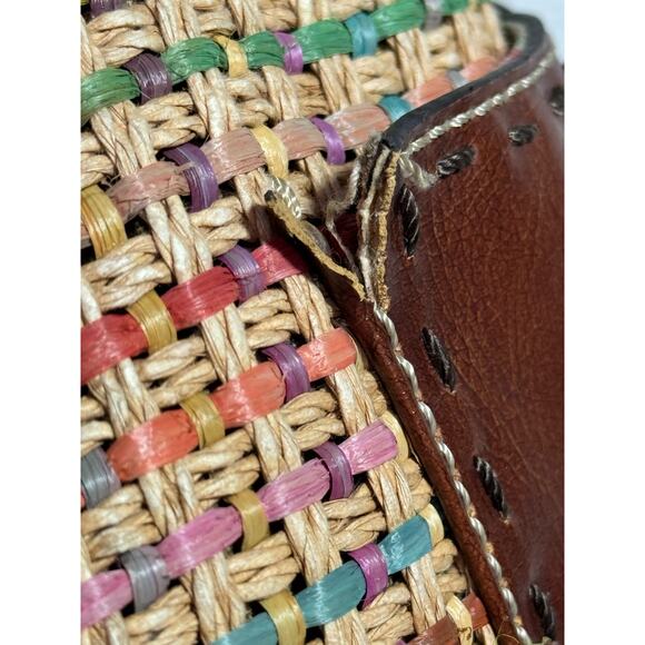 Fossil Purse Handbag Multi Colored Straw Woven And Leather - Picture 5 of 6
